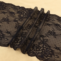 Кружевная эластичная ткань, 240 мм &times; 2,7 &plusmn; 0,5 м, цвет чёрный
