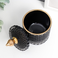 Шкатулка стекло "Ромбы и купол" чёрный с золотом 14х8,2х8,2 см Шкатулка стекло "Ромбы и купол" чёрный с золотом 14х8,2х8,2 см