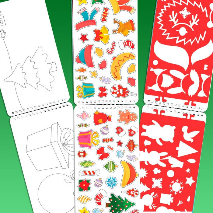 Новогодний альбом с трафаретами и наклейками &laquo;Снеговичок&raquo;, 72 стр.