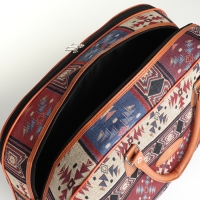 Сумка дорожная женская, 2 отдела на молниях, длинный ремень, цвет разноцветный/коричневый Сумка дорожная женская, 2 отдела на молниях, длинный ремень, цвет разноцветный/коричневый