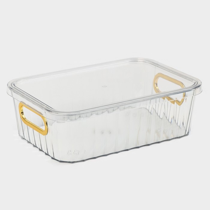 Контейнер для хранения с крышкой &laquo;Грани&raquo;, 25,5&times;18&times;8 см, цвет МИКС