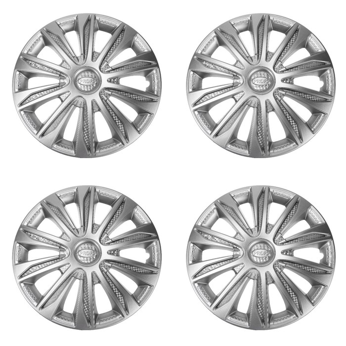 Колпаки колесные R14 Колпаки колесные R14 "PROFI", серебристый карбон, комплект 4 шт