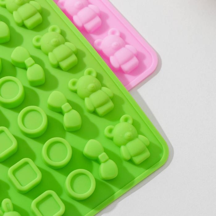 Форма для мармелада &laquo;Игрушки&raquo;, силикон, 20,7&times;13,7&times;1 см, 48 ячеек, цвет МИКС