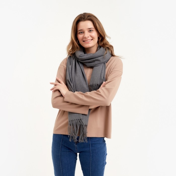 Палантин женский MINAKU однотонный цв. серый, размер 68*180 см Палантин женский MINAKU однотонный цв. серый, размер 68*180 см