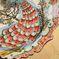 Ляган Риштанская Керамика "Жар птица", 41 см, рифлённый Ляган Риштанская Керамика "Жар птица", 41 см, рифлённый