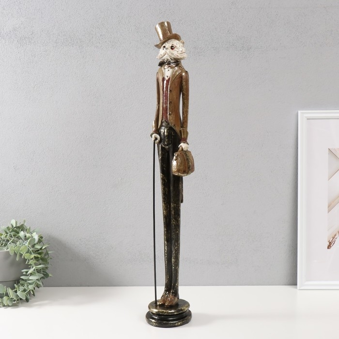 Сувенир полистоун "Кот в шляпе-цилиндре с тростью" 10х12х65 см