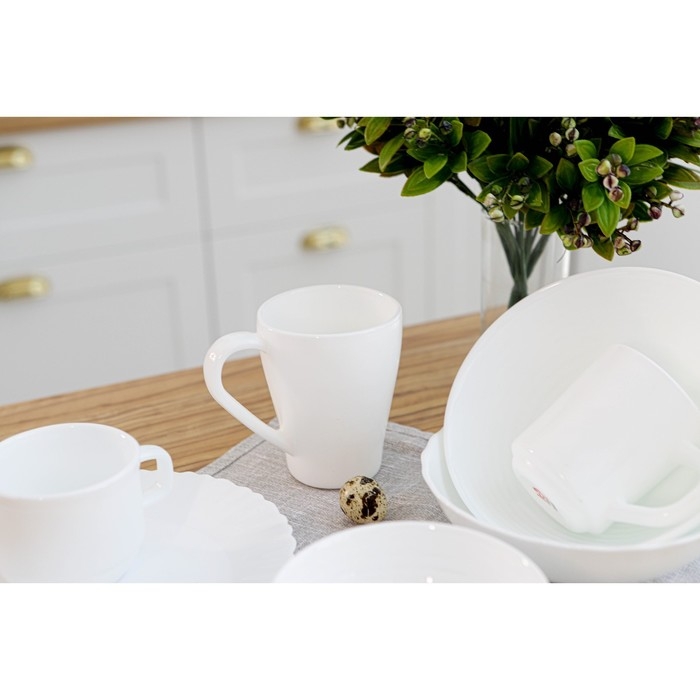 Кружка Доляна &laquo;Грация&raquo;, 350 мл, стеклокерамика, цвет белый