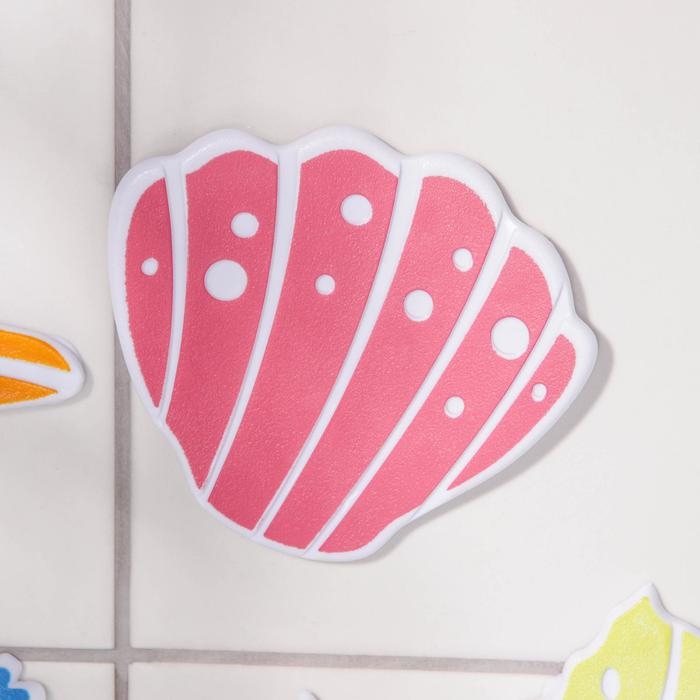 Коврики для ванной на присосках Доляна &laquo;Океан&raquo;, 16&times;16 см, 5 шт, цвет МИКС