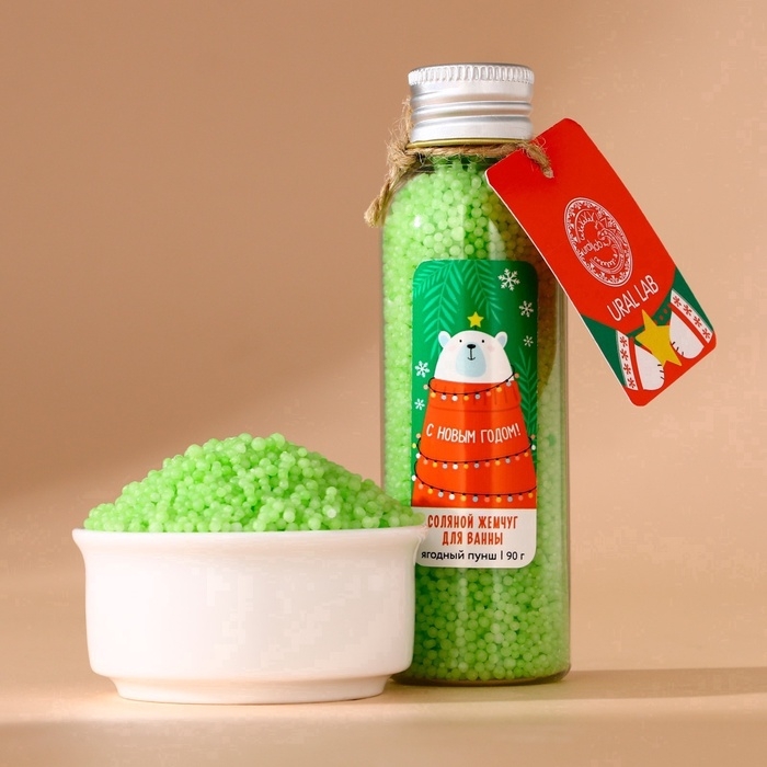 Жемчуг для ванны URAL LAB &laquo;Мишка&raquo;, 85 г, аромат ягодный пунш, Новый Год