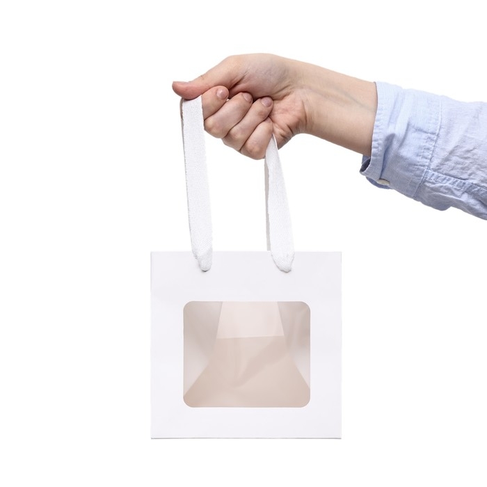 Пакет подарочный, крафт, с окном, &laquo;Белый&raquo;, 15 х 15 х 15 см