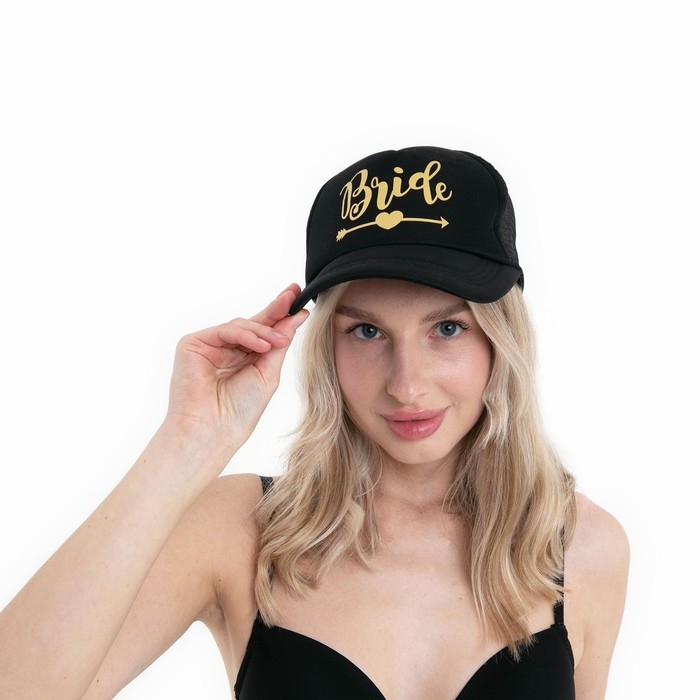 Кепка для девичника Bride, цвет чёрный, карнавальный аксессуар