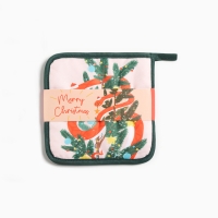 Новый год. Символ года. Змея. Набор кухонный Merry Christmas: подставка 15*15 см, прихватка 17*17см