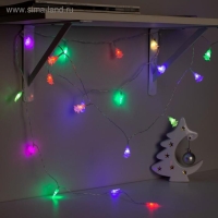 Гирлянда &laquo;Нить&raquo; 3 м с насадками &laquo;Ёлки&raquo;, IP20, прозрачная нить, 20 LED, батарейки AAх3 (нет в комплекте), свечение мульти