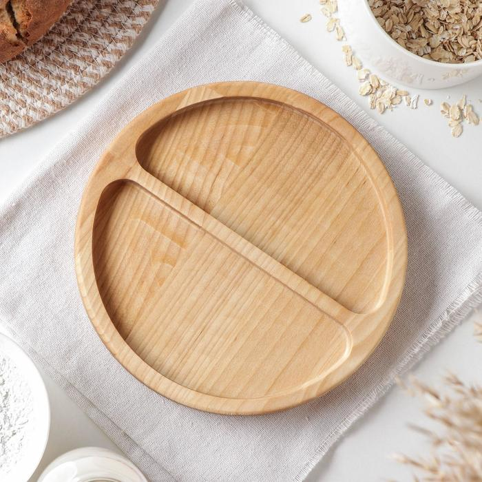 Менажница круглая Доляна &laquo;Генуя&raquo;, d=20 см, 2 секции, берёза, пропитана маслом