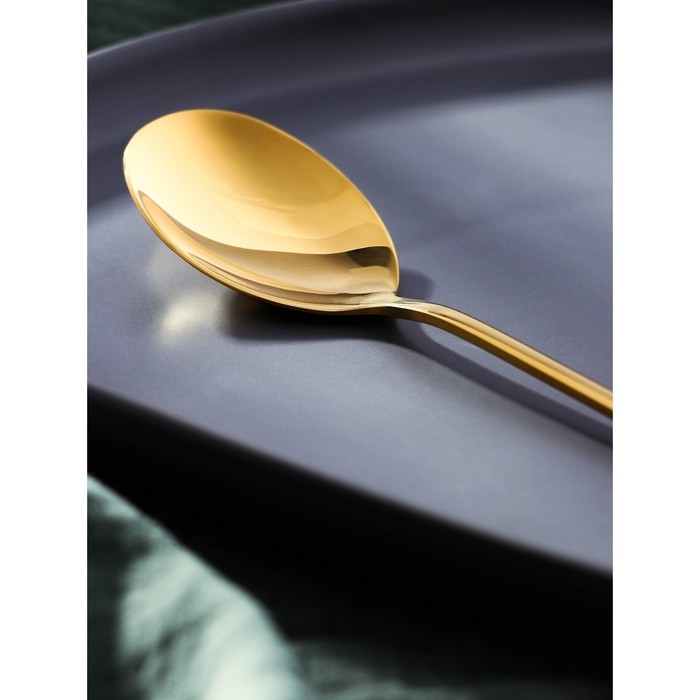 Ложка столовая из нержавеющей стали Magistro Elegance, длина 21 см, на подвесе, толщина 2 мм, цвет золотой Ложка столовая из нержавеющей стали Magistro Elegance, длина 21 см, на подвесе, толщина 2 мм, цвет золотой