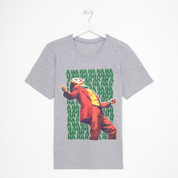 Футболка мужская, цвет светло-серый меланж, A HA HA, размер 54 Футболка мужская, цвет светло-серый меланж, A HA HA, размер 54