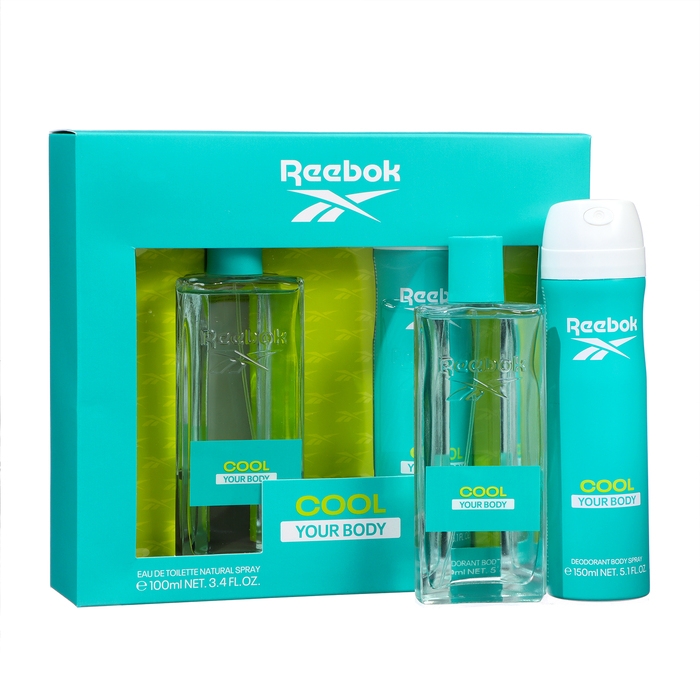 Подарочный набор косметики женский Reebok Cool Your Body: туалетная вода, 100 мл + дезодорант, 150 мл Подарочный набор косметики женский Reebok Cool Your Body: туалетная вода, 100 мл + дезодорант, 150 мл