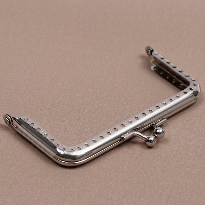 Фермуар пришивной &laquo;Прямоугольник&raquo;, 10 см, цвет серебряный