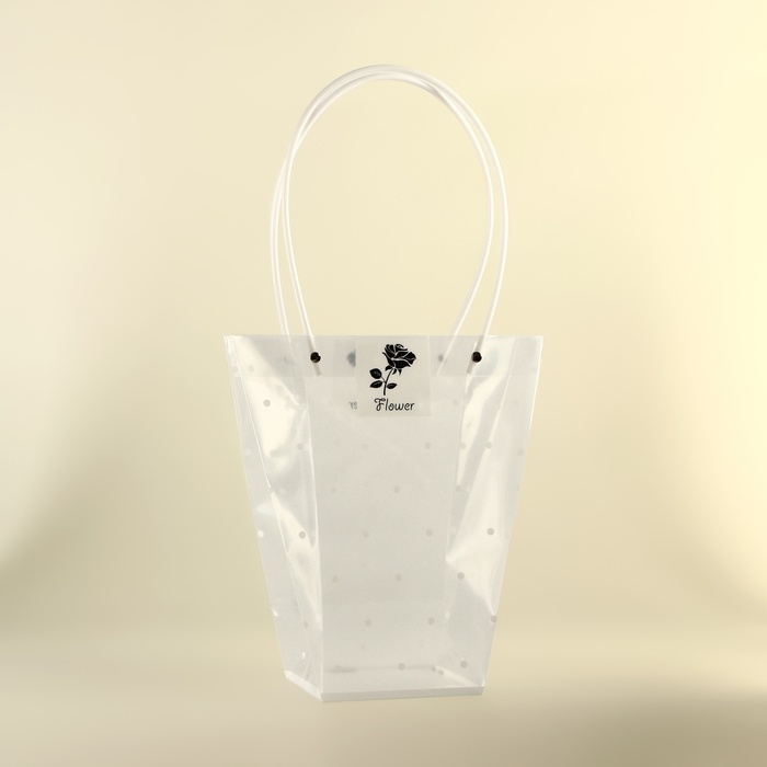 Сумка для цветов прозрачная, Сумка для цветов прозрачная, "Горошек", влагостойкая, 26х24х12 см