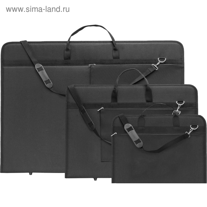 Папка для чертежей и рисунков для художников А3, 450 х 320 х 30 мм, с ручками, каркасная, текстильная, с карманом, чёрная, Estado Папка для чертежей и рисунков для художников А3, 450 х 320 х 30 мм, с ручками, каркасная, текстильная, с карманом, чёрная, Estado