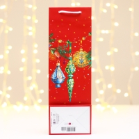 Новый год. Пакет подарочный "Игрушки на ёлку", 12 х 36 х 8,5 см.