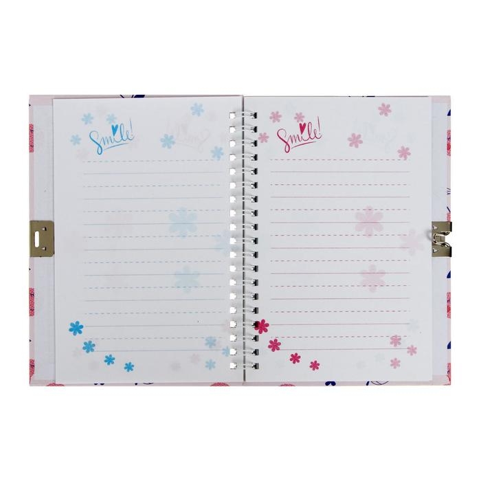 Записная книжка на замочке "Ягоды/Фрукты" А5-, 45 листов, в линейку, на гребне, МИКС