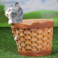 Фигурное кашпо "Котенок в круглой корзине" 20х18см Фигурное кашпо "Котенок в круглой корзине" 20х18см