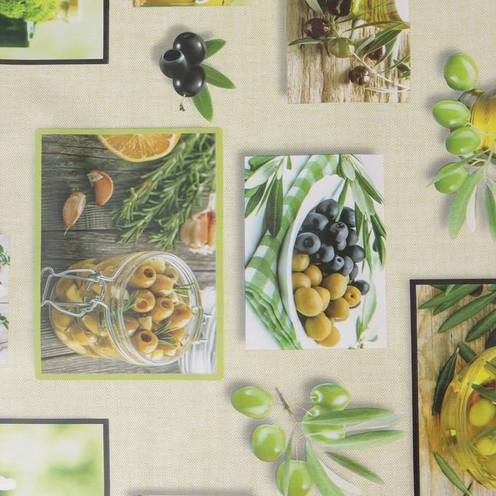 Клеёнка на стол Доляна &laquo;Оливки&raquo;, на тканевой основе, рулон 20 метров, ширина 137 см, общая толщина 0,22 мм, цвет зелёный