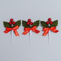 Декор для творчества «Новогодняя веточка», в наборе 3 шт., размер 1 шт. — 9 × 6 × 1 см Декор для творчества «Новогодняя веточка», в наборе 3 шт., размер 1 шт. — 9 × 6 × 1 см