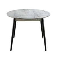 Стол раздвижной круглый "Орион", 950/1250х950х750, ноги металл Чёрный/Каспий светлый Стол раздвижной круглый "Орион", 950/1250х950х750, ноги металл Чёрный/Каспий светлый