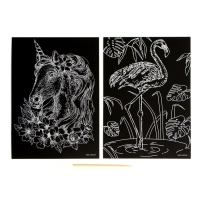 Набор гравюр «Единорог и фламинго» с металлическим эффектом «золото», 2 шт., А5 Набор гравюр «Единорог и фламинго» с металлическим эффектом «золото», 2 шт., А5