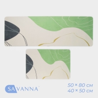 Коврики для кухни SAVANNA &laquo;Минт&raquo;, 2 шт: 40&times;120 см, 40&times;60 см