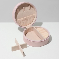 Органайзер для хранения украшений &laquo;Шкатулка портативная круг&raquo;, 9,8&times;9,8&times;4,5 см, цвет розовый