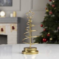 Светодиодная фигура &laquo;Ёлка золотистая&raquo; 12 &times; 25 &times; 12 см, металл, батарейки АААх3 (не в комплекте), свечение тёплое белое
