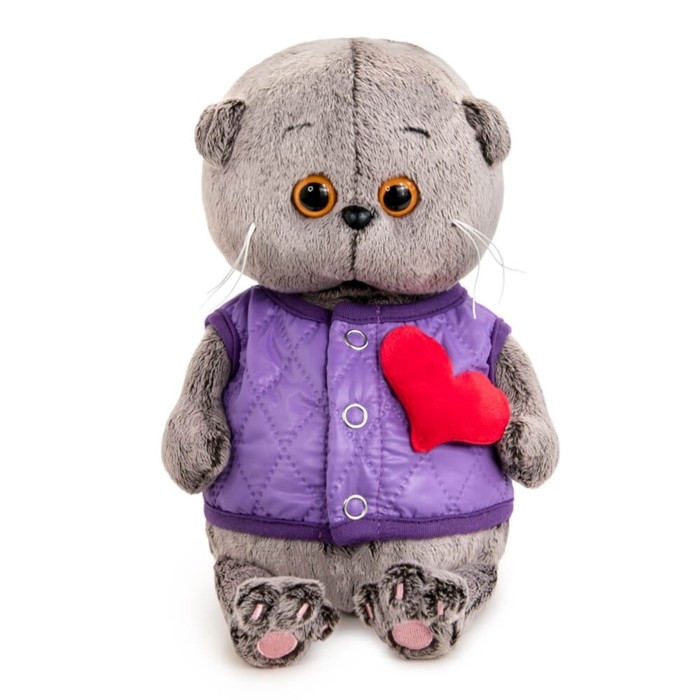 Мягкая игрушка «Басик Baby», в дутом жилете с сердечком, 20 см Мягкая игрушка «Басик Baby», в дутом жилете с сердечком, 20 см