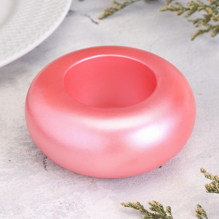 Подсвечник Подсвечник "Полноторие. Мрамор" из гипса большой, 11х5см,розовый