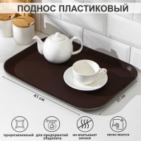 Поднос прорезиненный Hanna Knövell, 41×31 см, цвет коричневый Поднос прорезиненный Hanna Knövell, 41×31 см, цвет коричневый