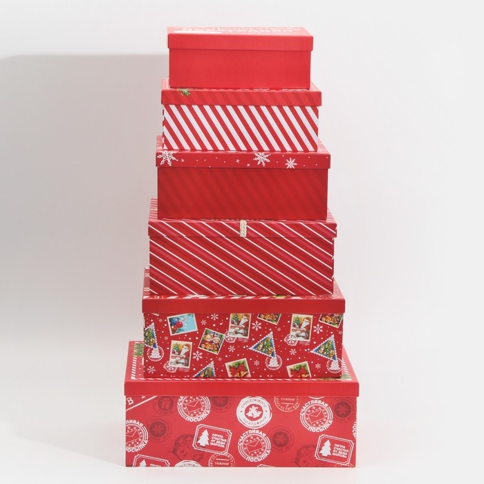 Набор подарочных коробок 6 в 1 &laquo;Почта&raquo;, 20 х 12.5 х 7.5 ‒ 32.5 х 20 х 12.5 см, Новый год