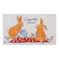 Набор кухонных полотенец Доляна «Пасхальные зайчики», 35х60см-2 шт, 100% хл, вафля 160 г/м2 Набор кухонных полотенец Доляна «Пасхальные зайчики», 35х60см-2 шт, 100% хл, вафля 160 г/м2