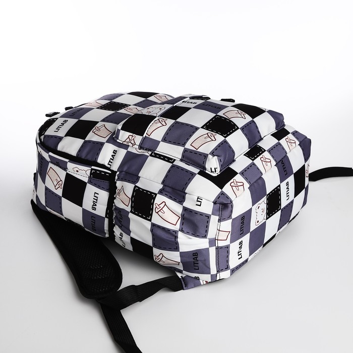 Рюкзак школьный из текстиля, 3 кармана, цвет серый/чёрный Рюкзак школьный из текстиля, 3 кармана, цвет серый/чёрный