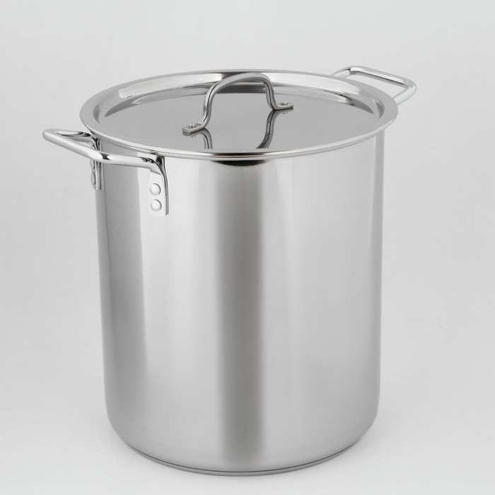 Кастрюля &laquo;Общепит&raquo;, 20 л, d=30 см, h=33 см, металлическая крышка, с теплораспределительным дном, индукция