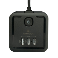 Сетевой фильтр Cablexpert Tower TWR-4-U3-B-2, 4р, 10А, 3xUSB, 3.1А, 2м, ур.защиты 2+, черный 1030905