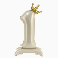 Шар фольгированный 42" «Цифра 1 с короной» на подставке, цвет взбитые сливки Шар фольгированный 42" «Цифра 1 с короной» на подставке, цвет взбитые сливки