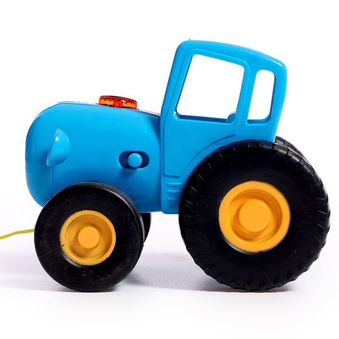 Музыкальная каталка детская на верёвке &laquo;Синий трактор&raquo;, 20 песен, стихов звуков, свет