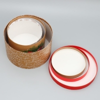 Набор коробок круглых 3 в 1 &laquo;С Новым Годом&raquo;, 18 х 18 х 13 см - 25 х 25 х15 см, Новый год