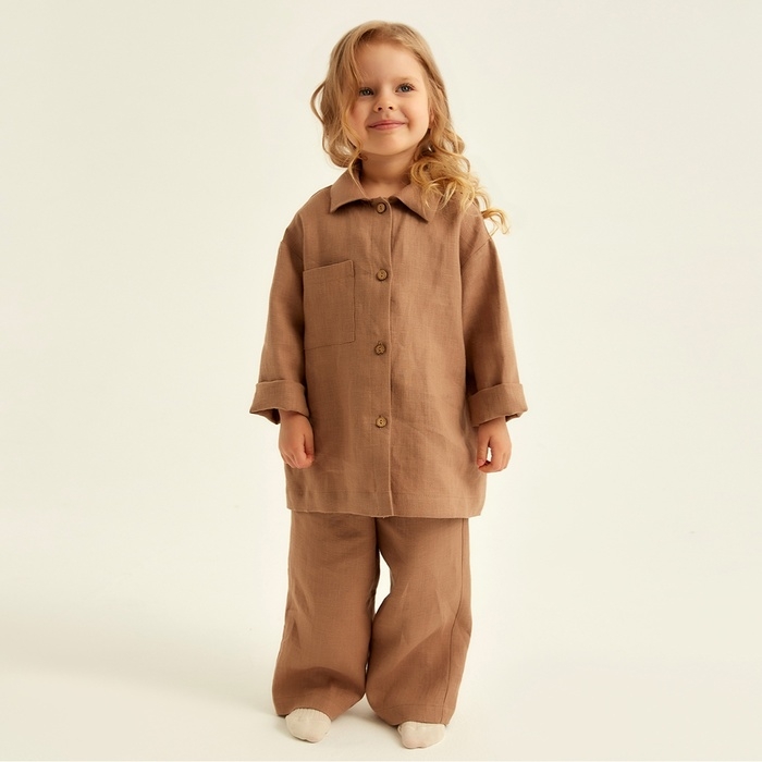 Костюм детский домашний (рубашка и брюки) SL HOME р 32 (110-116), кофейный Костюм детский домашний (рубашка и брюки) SL HOME р 32 (110-116), кофейный