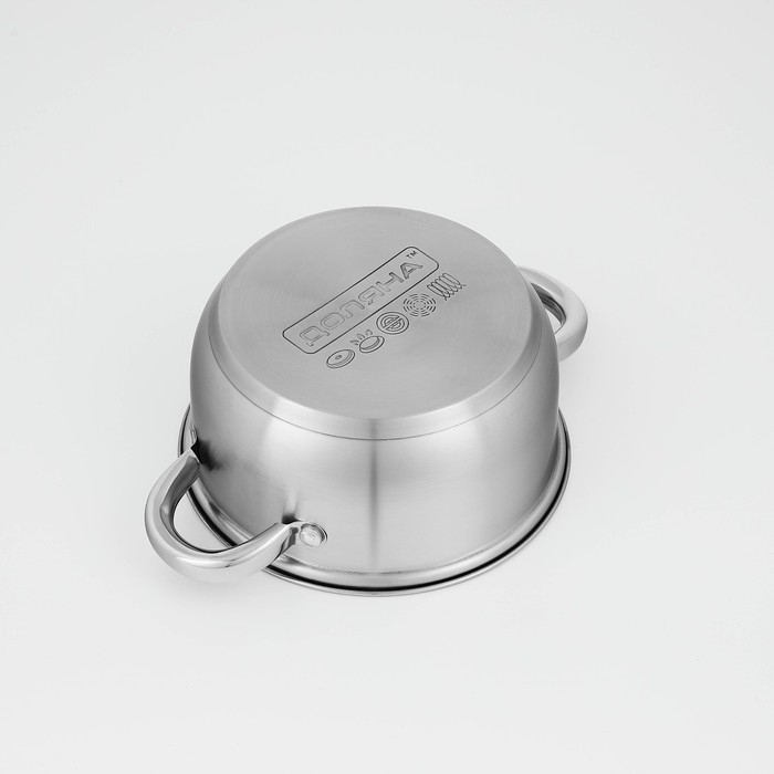 Кастрюля из нержавеющей стали Доляна &laquo;Гретте&raquo;, 1,6 л, d=16 см, с крышкой, капсульное дно, индукция