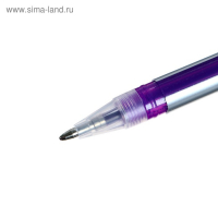 Набор гелевых ручек 24 цвета, корпус серебро в полоску, в блистере на кнопке