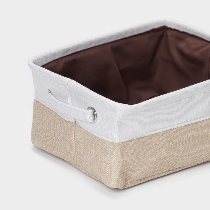 Короб для хранения вещей LaDо́m, 25&times;20&times;11 см, цвет белый/бежевый