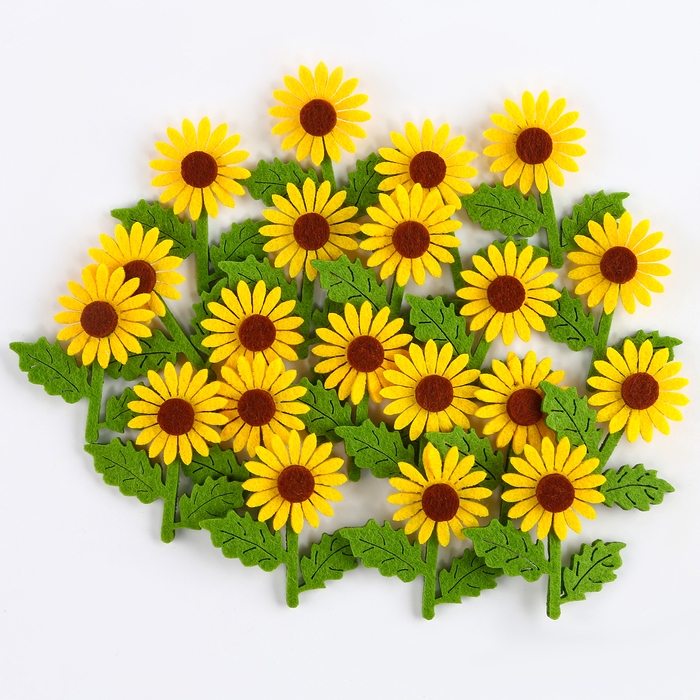 Декор из фетра на клеевой основе, набор 20 шт., размер 1 шт. &mdash; 6 &times; 5 см., цвет жёлтый